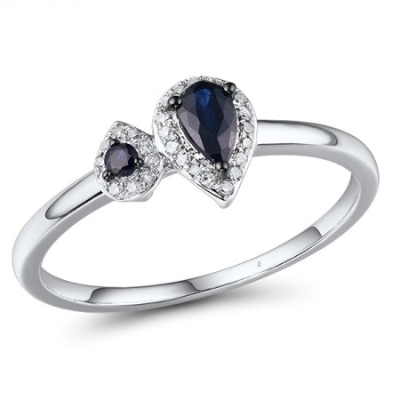 14KWB Ring Blue Sapphire,Diamond (R307983SAP14KWB) - US 7.5