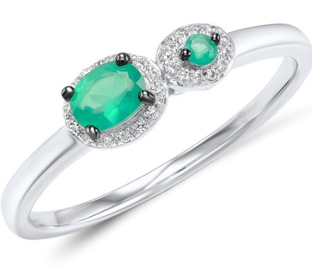 14KWB Ring Diamond,Emerald (R307984EMR14KWB) - US 6