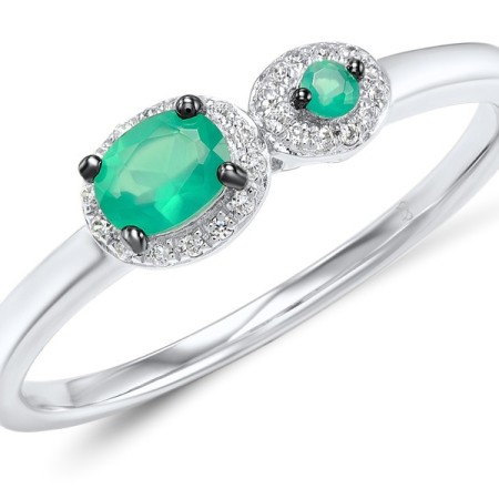 14KWB Ring Diamond,Emerald (R307984EMR14KWB) - US 6