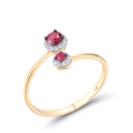 14KYWB Ring Diamond,Ruby (R307985RUY14KYWB) - US 6.5