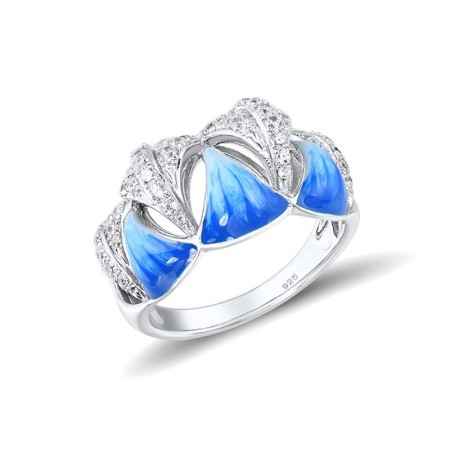 Sterling Silver Ring Enamel,White Cubic Zirconia (R308029ENASL925)