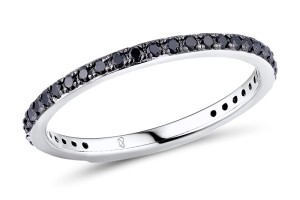 Sterling Silver w/ Black White Plating Ring Synthetic Black spinel (R308039BSNSK925) - US 5.5