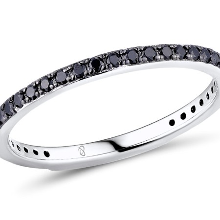 Sterling Silver w/ Black White Plating Ring Synthetic Black spinel (R308039BSNSK925) - US 5.5