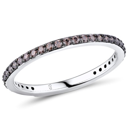 Sterling Silver w/ Black White Plating Ring Synthetic Brown Spinel (R308039CHZSK925) - US 5.5