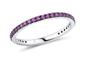 Sterling Silver w/ Black White Plating Ring Created Ruby (R308039CRUSK925) - US 5.5