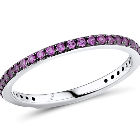 Sterling Silver w/ Black White Plating Ring Created Ruby (R308039CRUSK925) - US 5.5