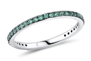 Sterling Silver w/ Black White Plating Ring Green Spinel (R308039GSNSK925) - US 5.5