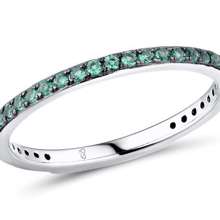 Sterling Silver w/ Black White Plating Ring Green Spinel (R308039GSNSK925) - US 5.5