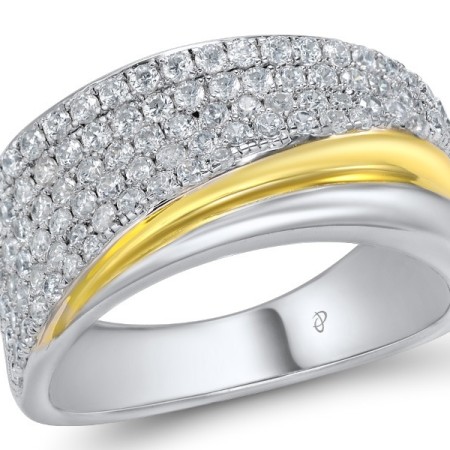 Sterling Silver w/ Ionic Yellow Plating Ring White Cubic Zirconia (R308050WCZSP925) - US 5.5