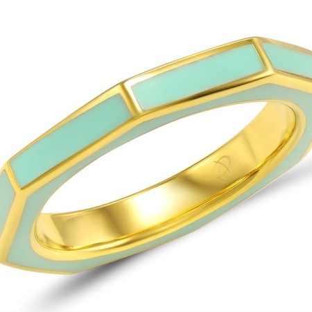 Sterling Silver w/ Yellow Plating Ring Enamel (R308073ENASY925)