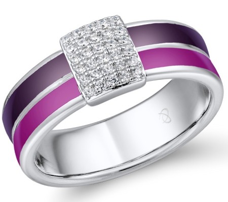 Sterling Silver Ring Enamel,White Cubic Zirconia (R308080ENASL925)