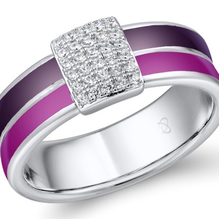 Sterling Silver Ring Enamel,White Cubic Zirconia (R308080ENASL925)