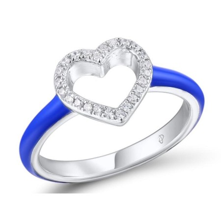 Sterling Silver Ring Enamel,White Cubic Zirconia (R308081ENASL925)