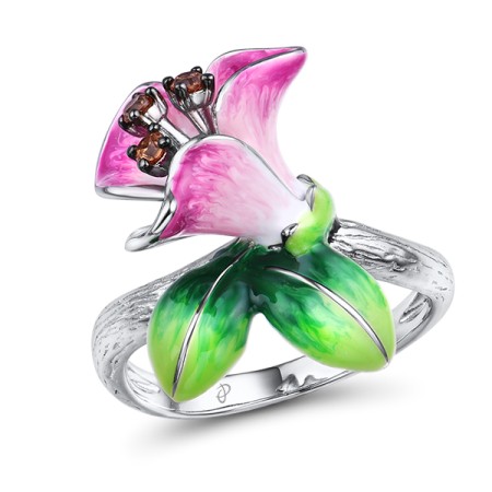 Sterling Silver w/Black plating  Enamel Ring(R308087ENA1SK925-6.75)