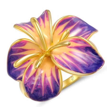 Sterling Silver w/ Yellow Plating Ring Enamel (R308088ENASY925)