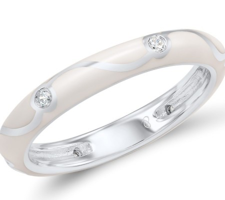 Sterling Silver Ring Enamel,White Cubic Zirconia (R308101ENASL925)