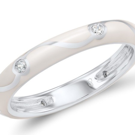 Sterling Silver Ring Enamel,White Cubic Zirconia (R308101ENASL925)