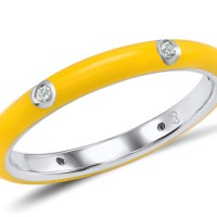 Sterling Silver Ring Enamel,White Cubic Zirconia (R308102EA11SL925) - US 5.5