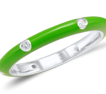 Sterling Silver Ring Enamel,White Cubic Zirconia (R308102EA13SL925) - US 5.5