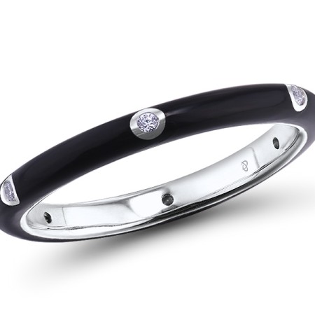 Sterling Silver Ring Enamel,White Cubic Zirconia (R308102EA15SL925) - US 5.5