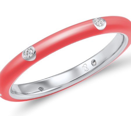 Sterling Silver Ring Enamel,White Cubic Zirconia (R308102EA20SL925) - US 5.5