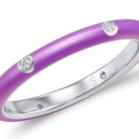 Sterling Silver Ring Enamel,White Cubic Zirconia (R308102ENA1SL925) - US 5.5