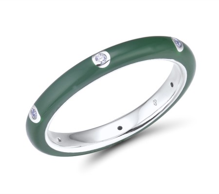 Sterling Silver Ring Enamel,White Cubic Zirconia (R308102ENA24SL925) - US 5