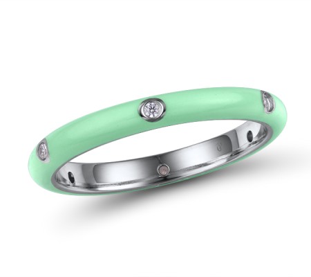 Sterling Silver Ring Enamel,White Cubic Zirconia (R308102ENA26SL925) - US 6