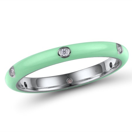 Sterling Silver Ring Enamel,White Cubic Zirconia (R308102ENA26SL925) - US 6