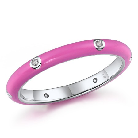 Sterling Silver Ring Enamel,White Cubic Zirconia (R308102ENA27SL925) - US 5