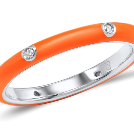 Sterling Silver Ring Enamel,White Cubic Zirconia (R308102ENA5SL925) - US 5.5