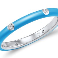 Sterling Silver Ring Enamel,White Cubic Zirconia (R308102ENA8SL925) - US 5.5