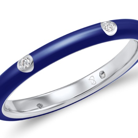 Sterling Silver Ring Enamel,White Cubic Zirconia (R308102ENA9SL925) - US 5.5