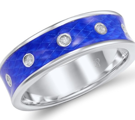 Sterling Silver Ring Enamel,White Cubic Zirconia (R308112ENA1SL925)