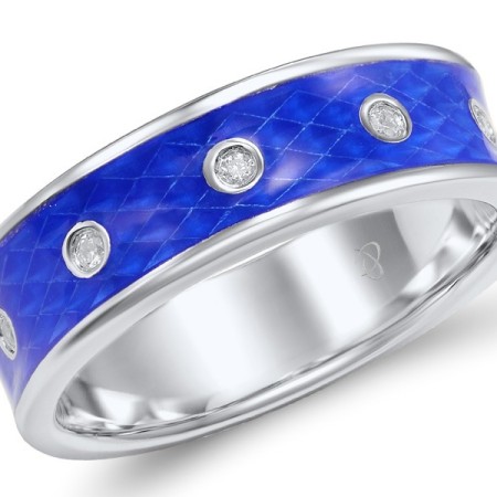 Sterling Silver Ring Enamel,White Cubic Zirconia (R308112ENA1SL925)