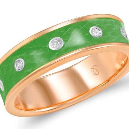 Sterling Silver w/ Rose Plating Ring Enamel,White Cubic Zirconia (R308112ENA2SR925)