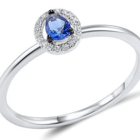 14KWB Ring Blue Sapphire,Diamond (R308139SAP14KWB) - US 7