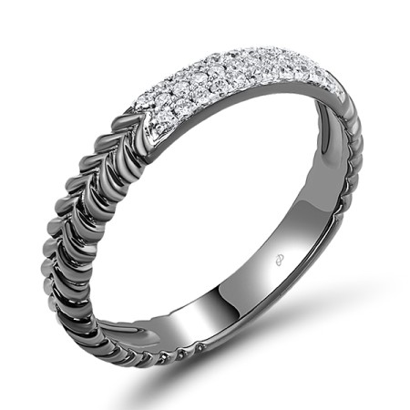 Sterling Silver w/ Black White Plating Ring White Cubic Zirconia (R308147WCZSK925)