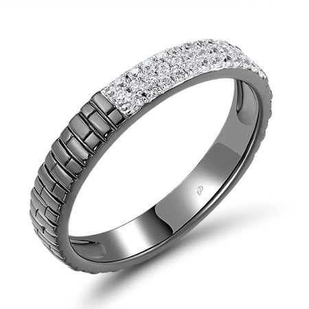 Sterling Silver w/ Black White Plating Ring White Cubic Zirconia (R308148WCZSK925)