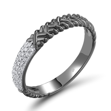 Sterling Silver w/ Black White Plating Ring White Cubic Zirconia (R308149WCZSK925)