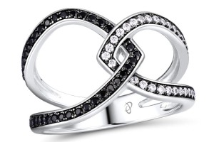 Sterling Silver w/ Black White Plating Ring Black spinel,White Cubic Zirconia (R308154BSNZSK925) - US 6