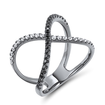 Sterling Silver w/ Black Plating Ring Black spinel,White Cubic Zirconia (R308155BSNZSB925)
