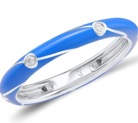 Sterling Silver Ring Enamel,White Cubic Zirconia (R308251ENASL925)