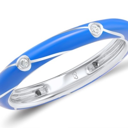 Sterling Silver Ring Enamel,White Cubic Zirconia (R308251ENASL925)