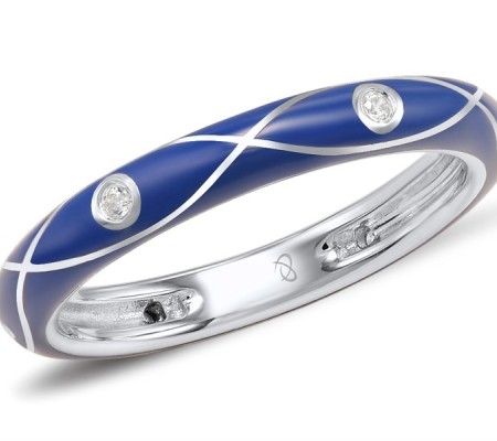 Sterling Silver Ring Enamel,White Cubic Zirconia (R308253ENASL925)