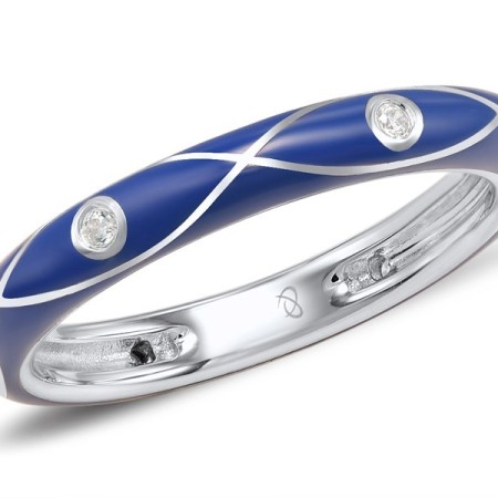 Sterling Silver Ring Enamel,White Cubic Zirconia (R308253ENASL925)