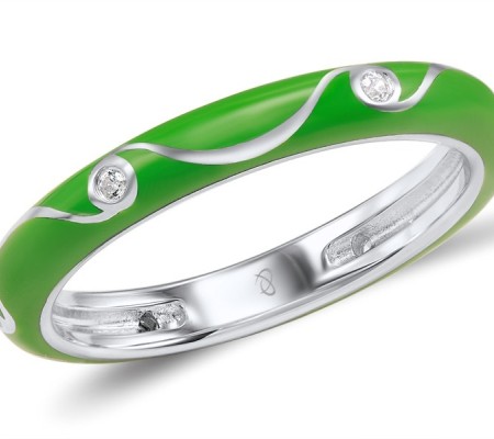 Sterling Silver Ring Enamel,White Cubic Zirconia (R308254ENASL925)