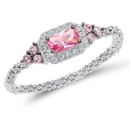 Sterling Silver w/ Black White Plating Ring Pink Cubic Zirconia,Pink Glass,White Cubic Zirconia (R308294PIZZSK925)