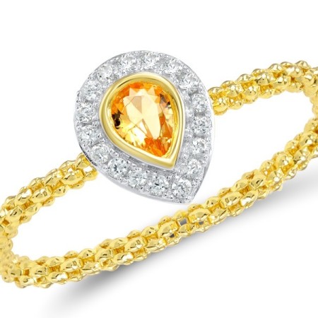 Sterling Silver w/ Ionic Yellow Plating Ring White Cubic Zirconia,Yellow Glass (R308297YGZSP925)