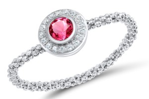 Sterling Silver Ring Pink Glass,White Cubic Zirconia (R308301PIGZSL925) - US 6.75